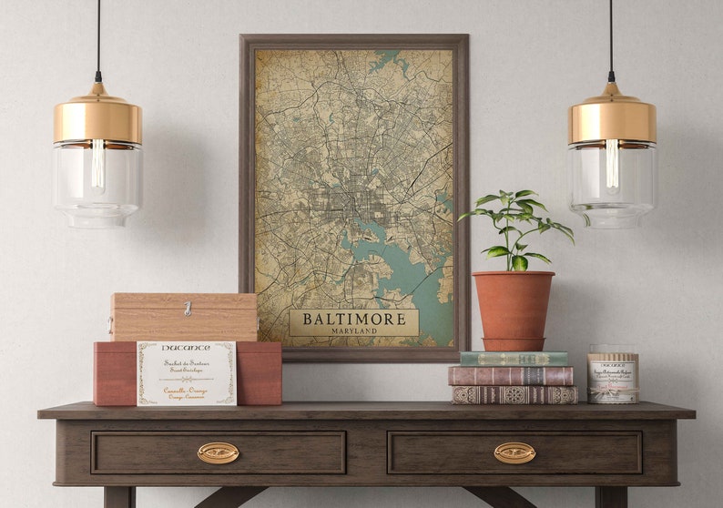 Benutzerdefinierte Karte im Vintage-Stil Ihrer Stadt, jeder Stadt Digitaler Download Stadtplan Wandkunst Kartenposter druckbare Karte Bild 3