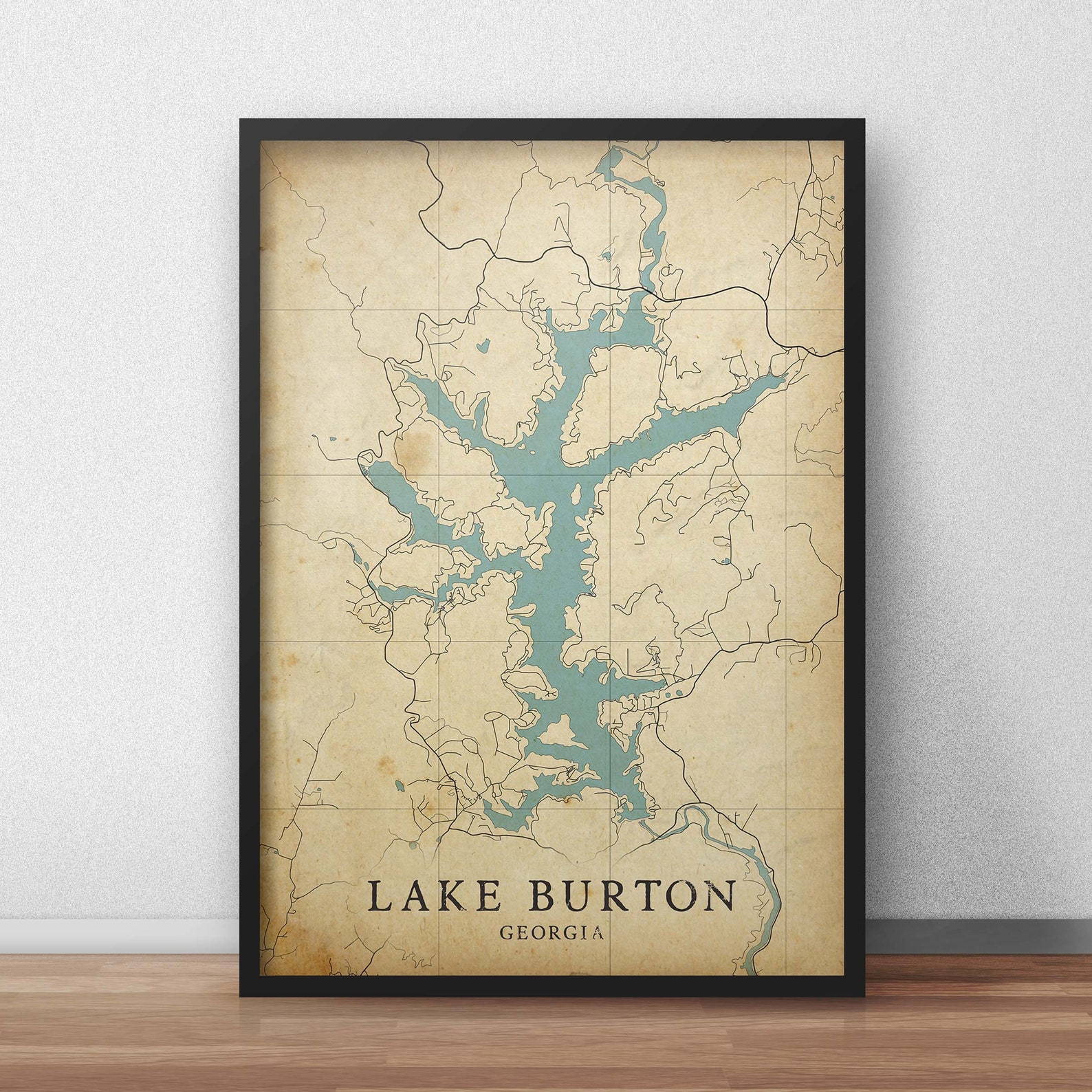 Vintage Style Map of Lake Burton USA Instant Etsy