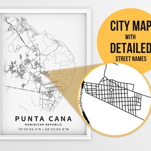 Printable Map of Punta Cana Dominican Republic with Street | Etsy