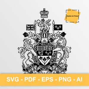 Armoiries du Canada, Canada Vector Clipart - SVG \ PNG \ PDF \ Téléchargement instantané \ Découpe \ Signe de l'État \ Drapeau royal \ Emblème du Canada