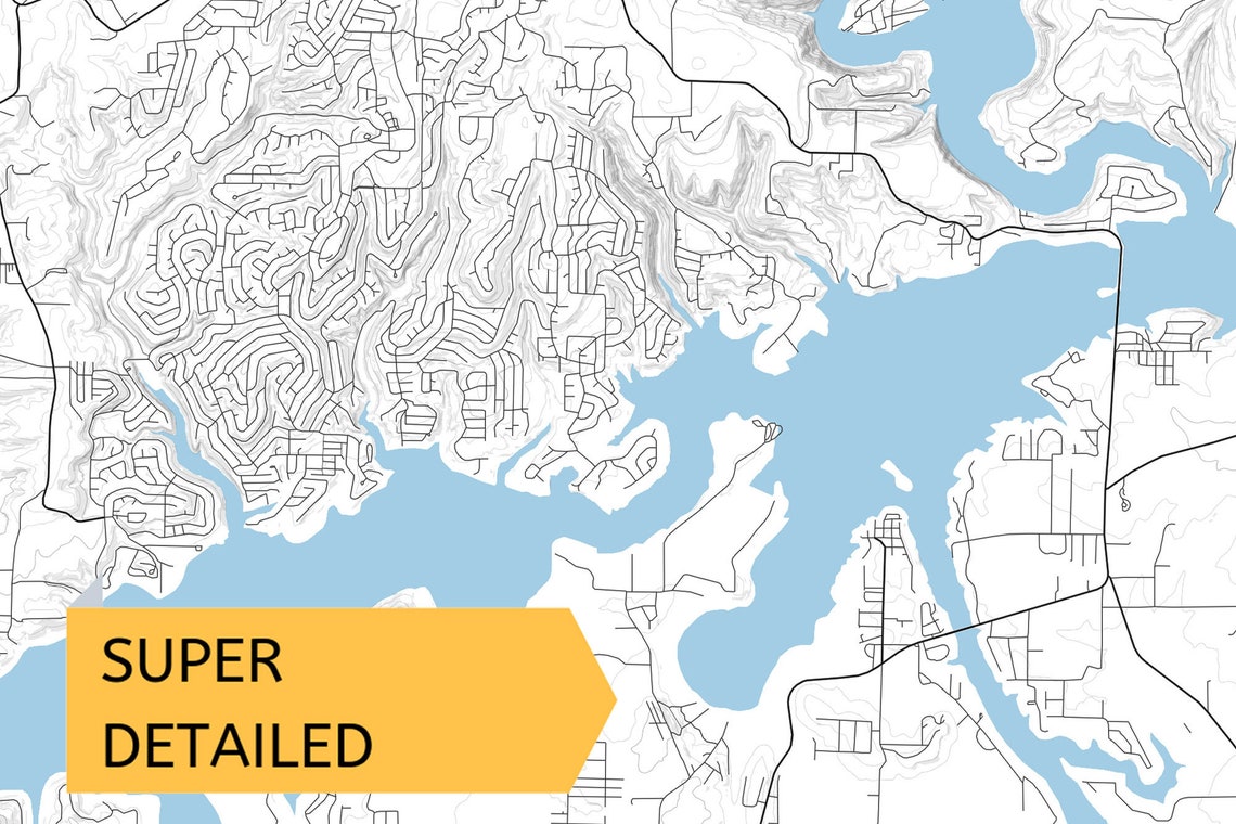 Printable Map of Greers Ferry Lake Arkansas United States Etsy