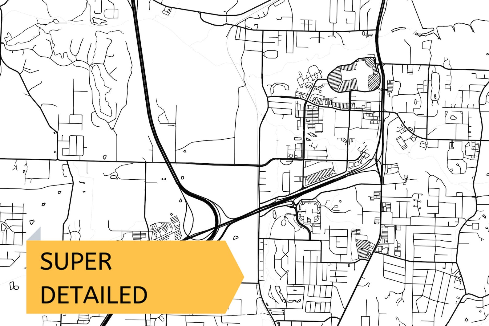 Printable Map of Fayetteville AR Map Print Arkansas USA City Etsy