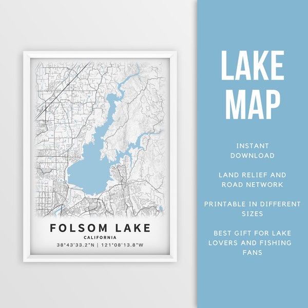 Folsom Ca Map Etsy Folsom Ca Map Etsy