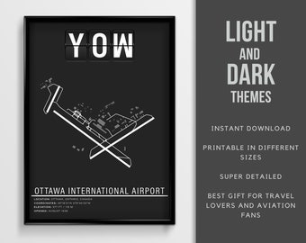 YOW Ottawa Macdonald–Cartier International Airport Poster - Instant Download \ Map Print \ Gift Idea \ Wall Art \ Printable Map