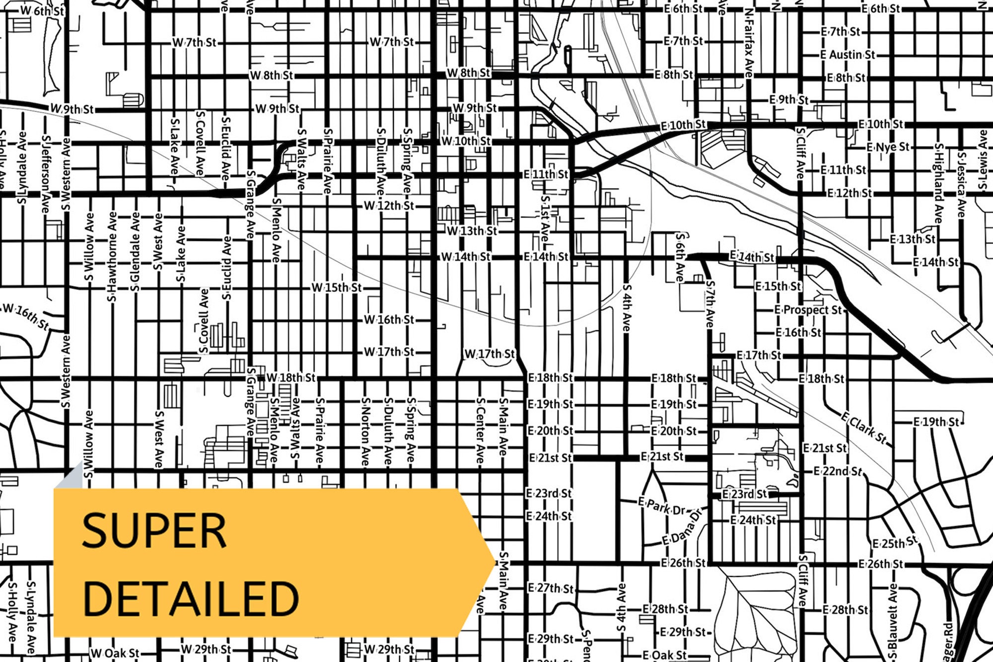 Printable Map of Sioux Falls South Dakota With Street Names Etsy