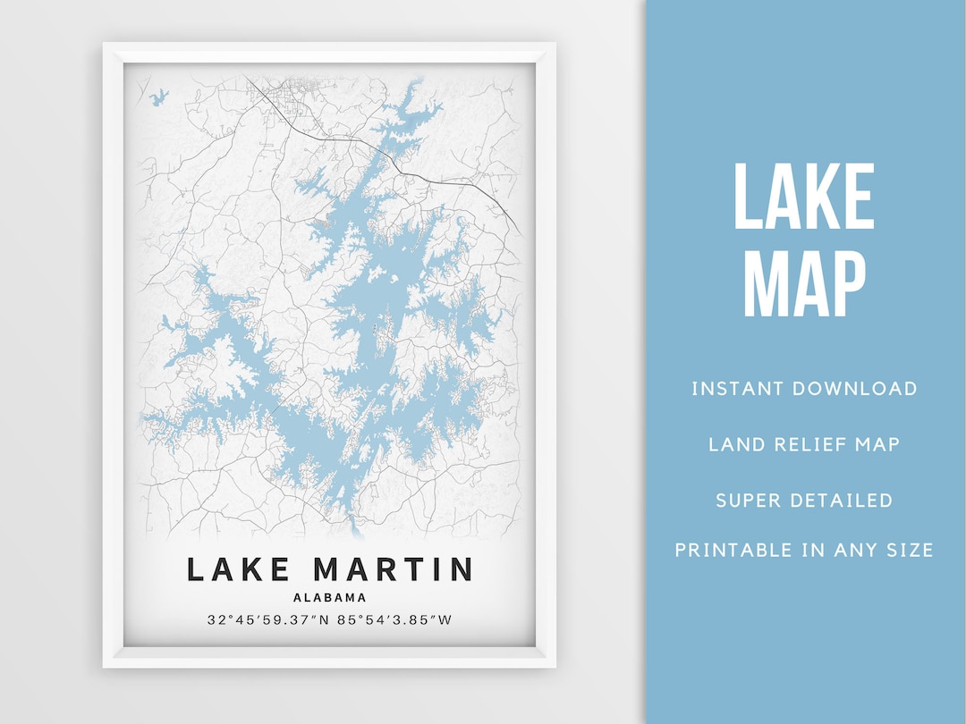 Printable Map of Lake Martin Alabama United States Instant - Etsy