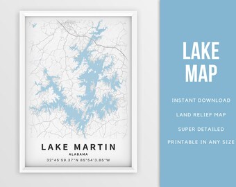 Printable Map of Lake Eufaula Alabama United States | Etsy