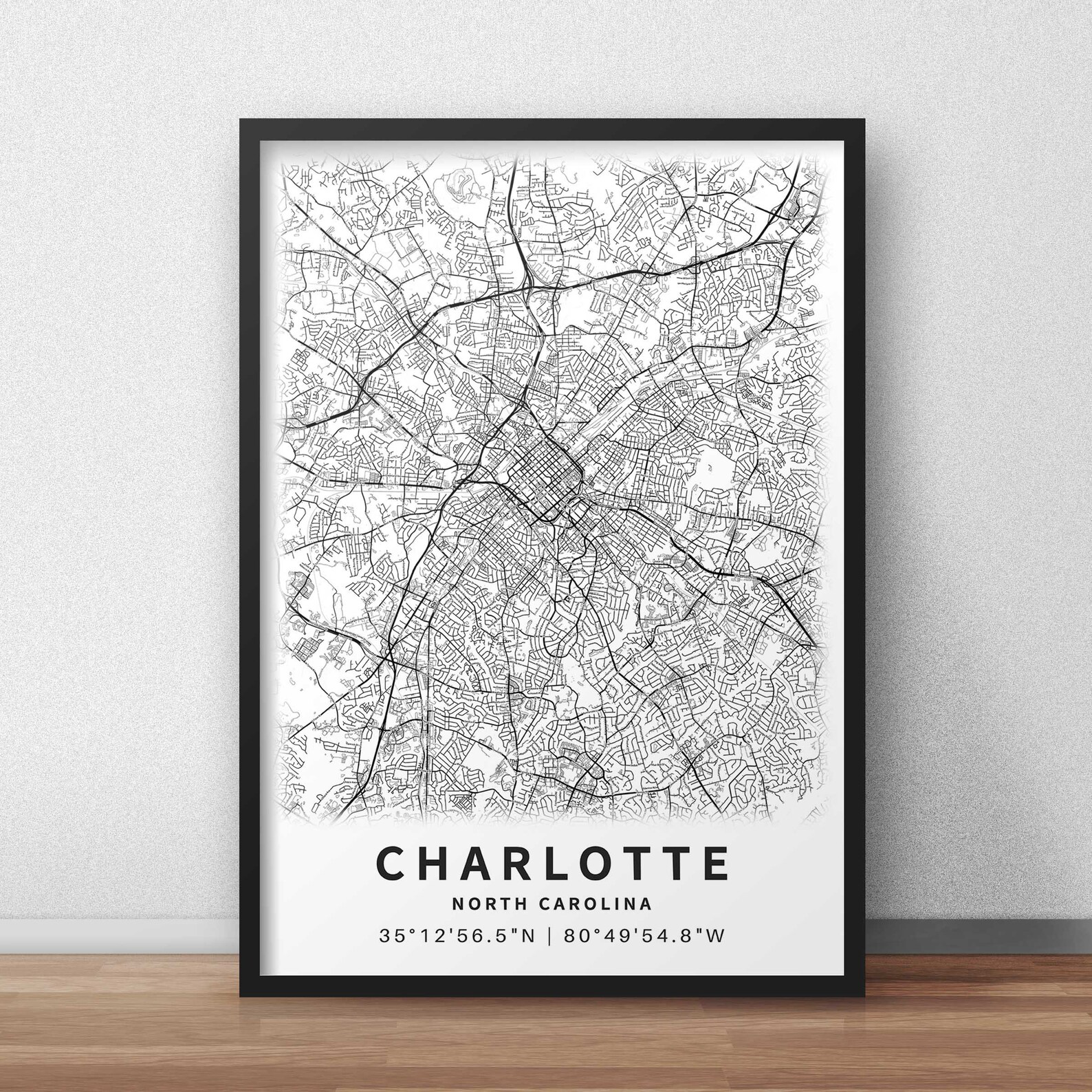 Printable Map of Charlotte NC North Carolina United States | Etsy
