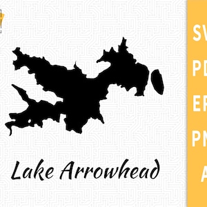 Lake Arrowhead, California Map Vector File - Instant Download SVG \ DXF \ PNG \ Cutting \ Commercial License Included