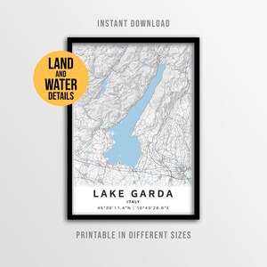Lake Garda Map Poster, Italy Printable Lago di Garda House Decor (Instant Download)