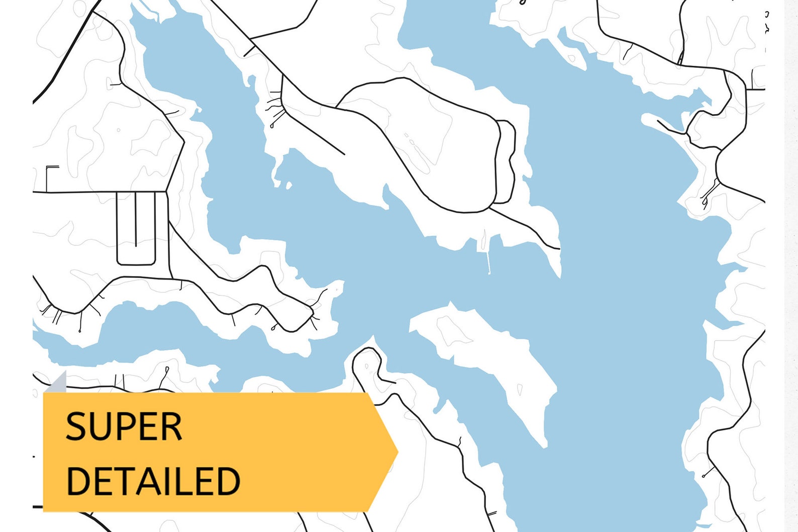 Printable Map of Lake Tyler Texas United States Instant Etsy UK