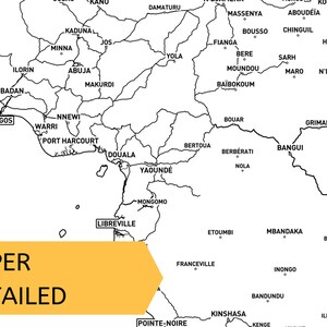 Printable Map of Africa Continent With City Names Instant Download Road ...