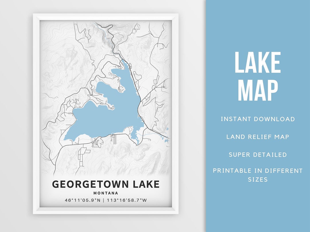 Printable Map of Lake Montana United States Etsy
