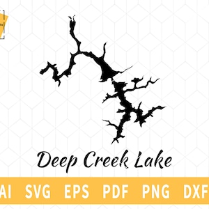 Deep Creek Lake, Maryland Map Vector File - Instant Download SVG \ DXF \ PNG \ Cutting \ Commercial License Included