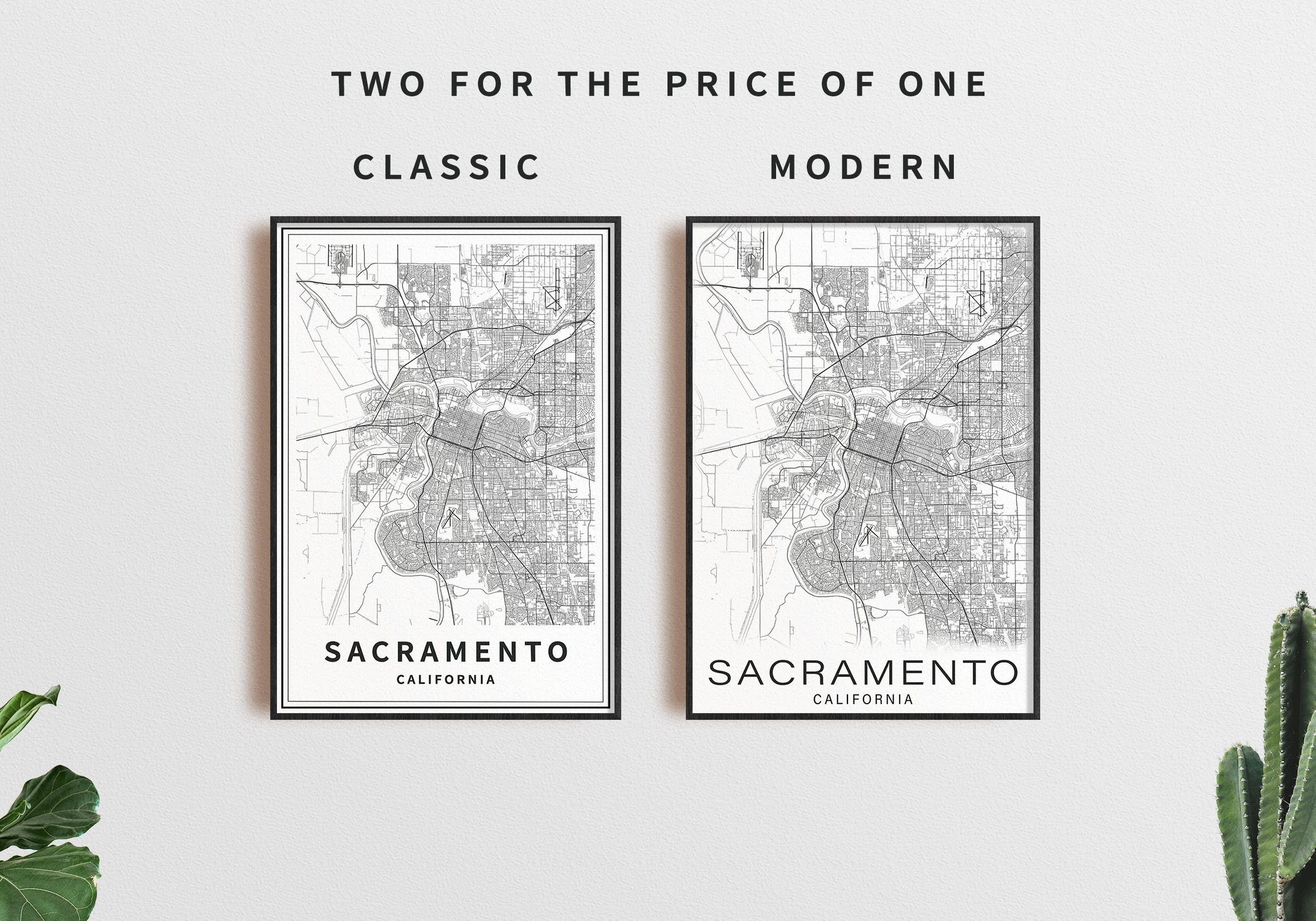 Printable Map of Sacramento California United States | Etsy