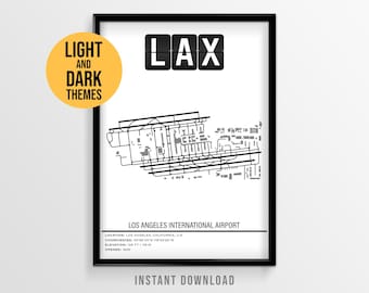 Los Angeles International Airport Poster, LAX Airport Map, California Travel Art (Instant Download)