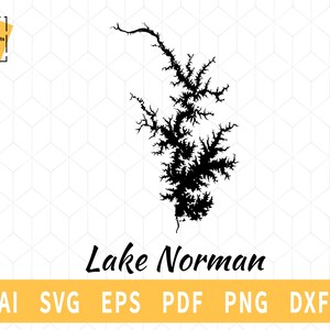 Lake Norman map SVG, North Carolina map Vector File - Instant Download \ Cutting \ Lake silhouette \ Commercial License