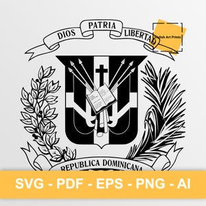 Dominican Republic coat of arms, Dominican Republic Vector Clipart - SVG \ PNG \ PDF \ Instant Download \ Cutting \ State Sign \ Crest