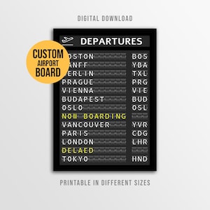 Panel de salidas de aeropuerto personalizado, póster de seguimiento de vuelos personalizado, planificador de viajes (descarga digital)