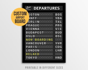 Panel de salidas de aeropuerto personalizado, póster de seguimiento de vuelos personalizado, planificador de viajes (descarga digital)