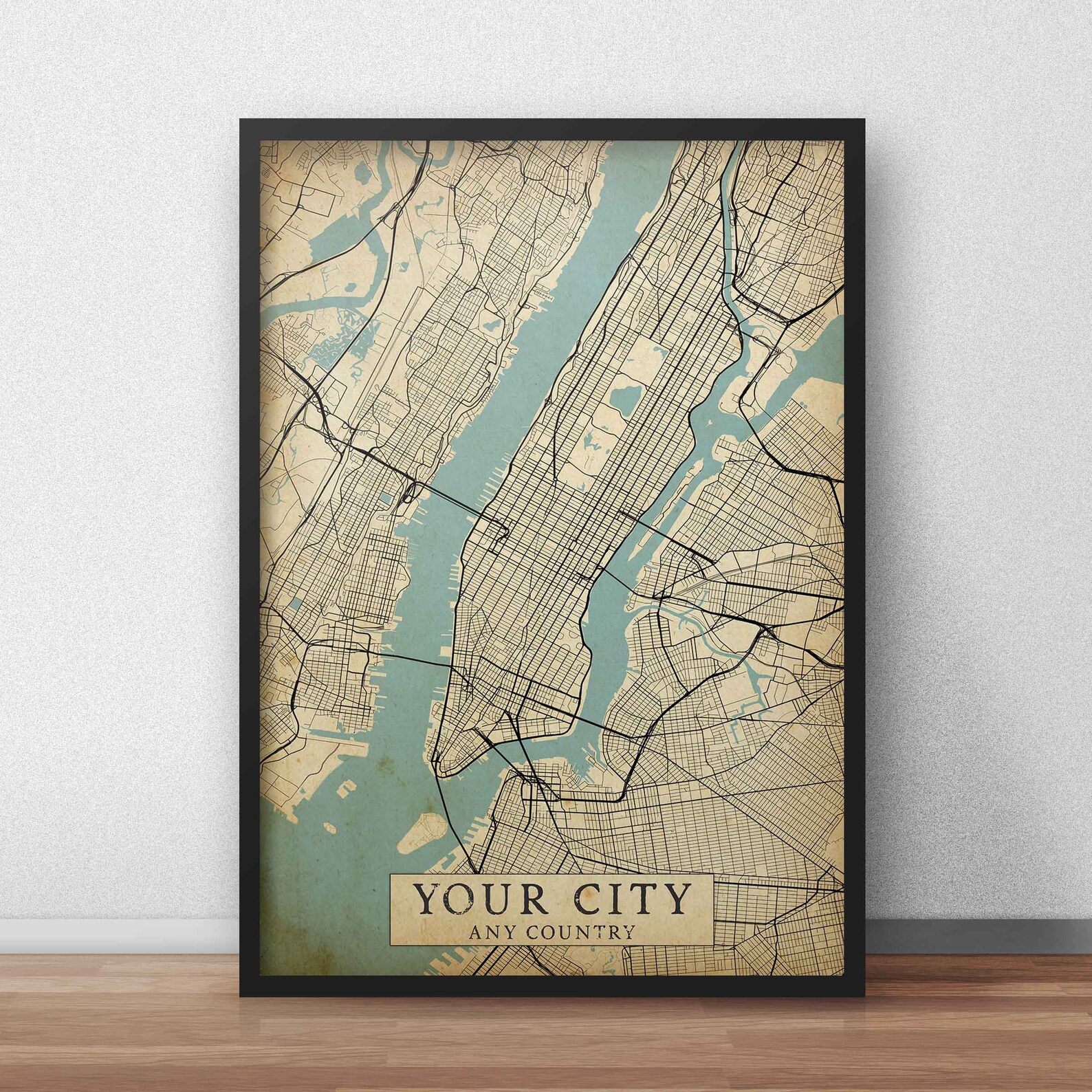 Custom Vintage Style Map of Your City Any Town Digital Etsy UK