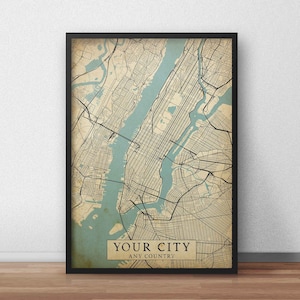 Custom Vintage style Map of Your City, Any Town Digital Download City Map Wall Art Map Poster Printable Map image 9