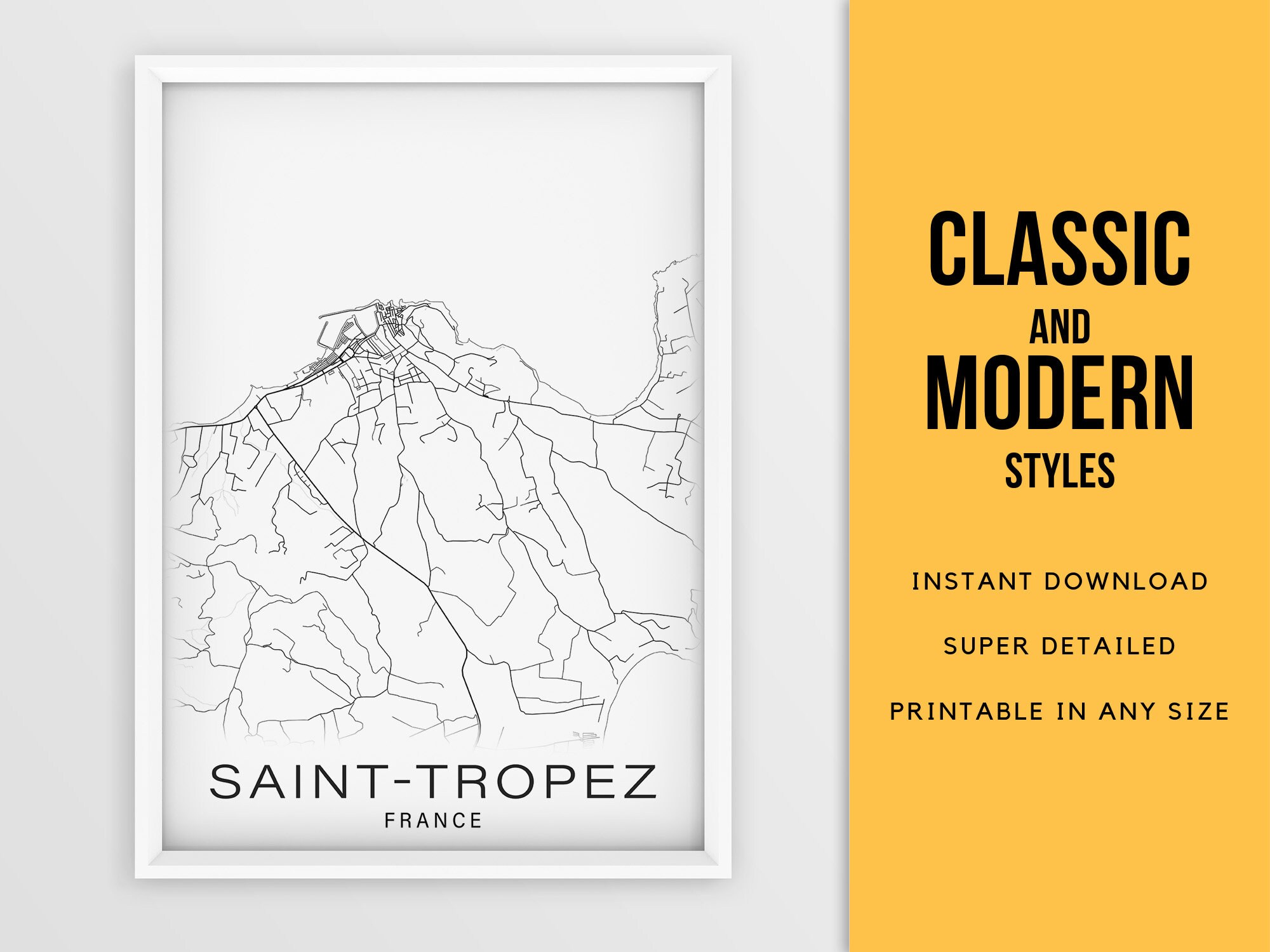 Printable Map of Saint-tropez France Instant Download - Etsy UK