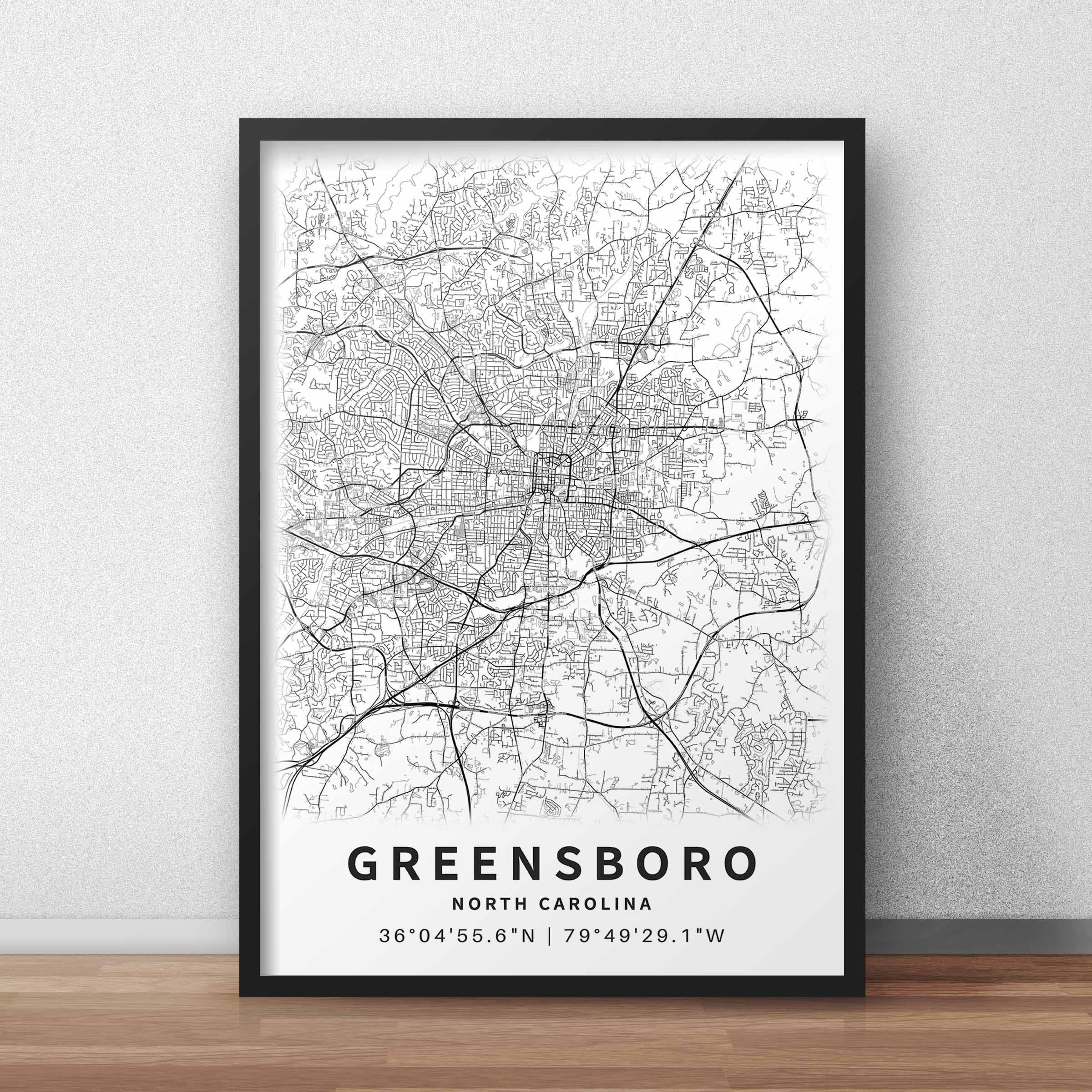 Printable Map of Greensboro NC North Carolina United States - Etsy
