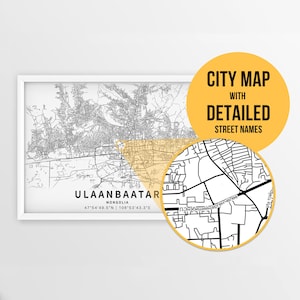 Printable Map of Ulaanbaatar, Mongolia with Street Names - Instant Download \ City Map \ Wall Art \ Map Poster