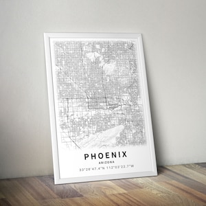 Printable Map of Phoenix, Arizona, USA With Street Names Instant Download City Map Travel Gift ...