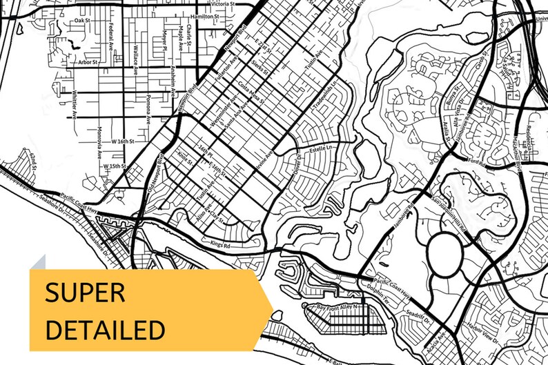 Printable Map of Orange County California United States With Etsy
