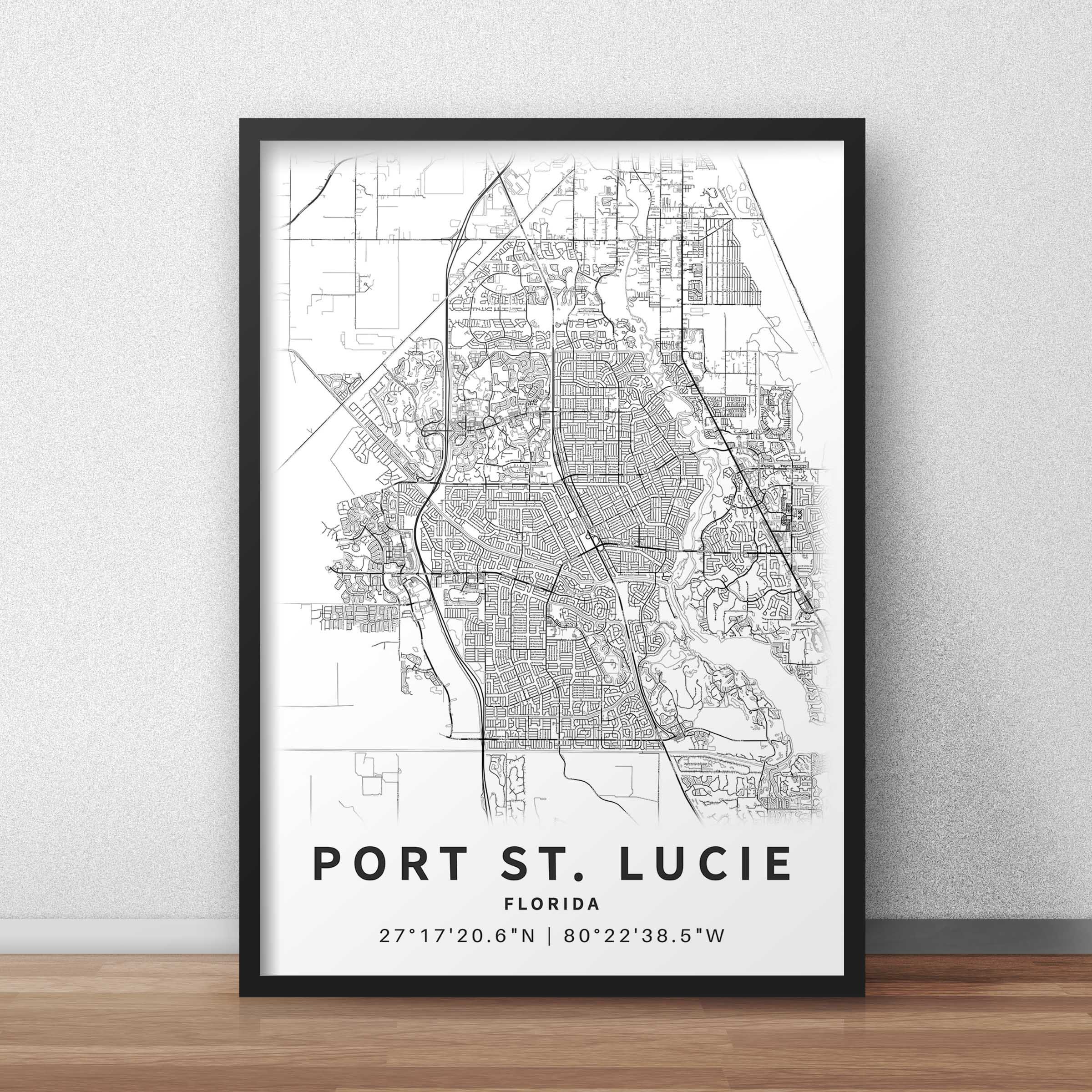 Printable Map of Port St. Lucie, Florida, USA With Street Names