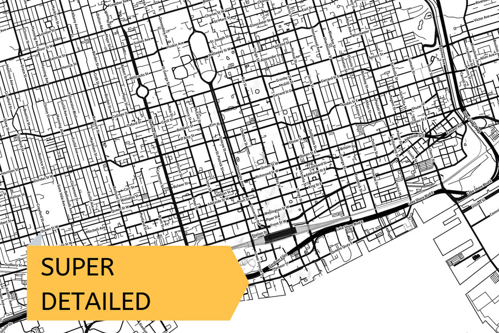 Printable Map of Toronto Canada with Street Names Instant | Etsy