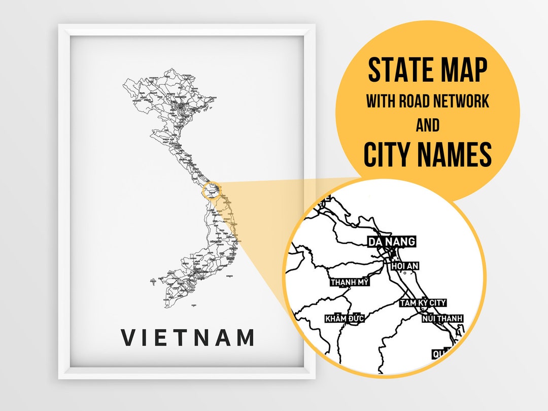 Printable Map of Vietnam With City Name Instant Download - Etsy