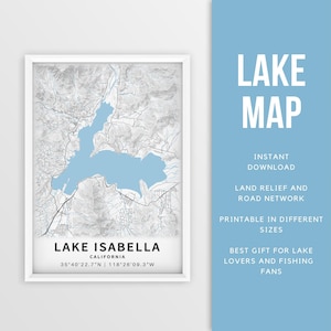 Druckbare Karte von Shaver Lake, Kalifornien - Sofort-Download ""Landkarte See"" dort ""Landkarte"""