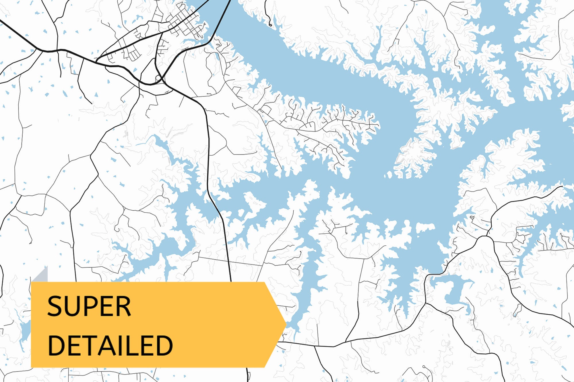 Printable Map of Kerr Lake Bugg's Island Lake Virginia Etsy