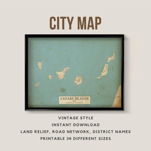 Vintage Stil Landkarte Kanarische Inseln, Spanien - Landkarte Landkarte Spanien - Vintage Map Landkarte Granny Karte Vintage Karte Foto Karte Poster Karte