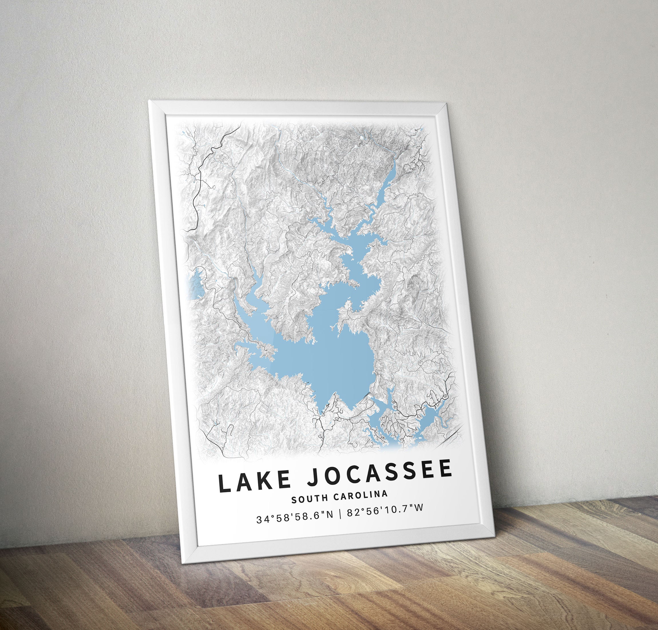 Printable Map Lake Jocassee South Carolina United States Etsy
