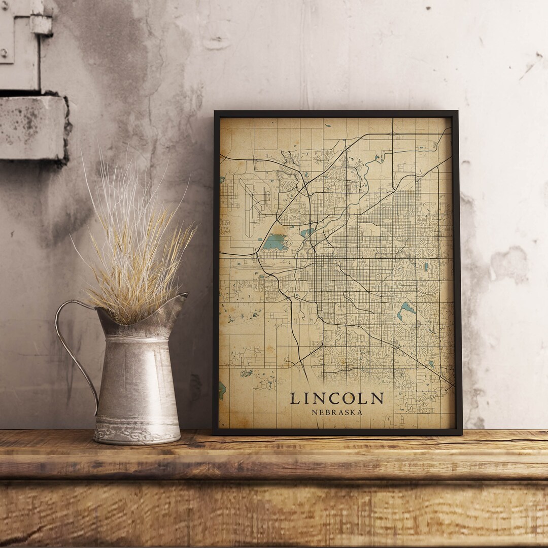 Printable Vintage Style Map Lincoln Nebraska NE USA - Etsy