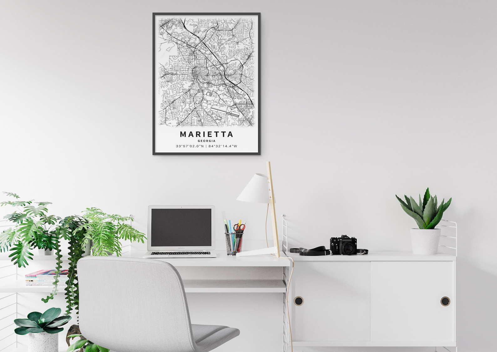 Printable Map of Marietta GA Cobb County USA With Etsy