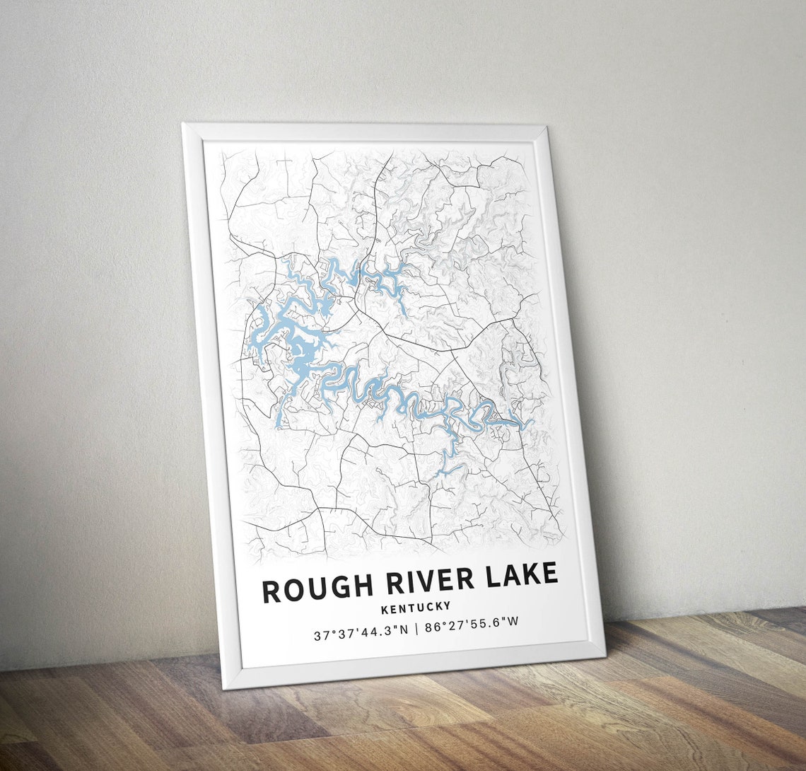 Printable Map of Rough River Lake Kentucky United States Etsy