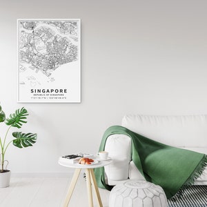 Carte imprimable de Singapour avec noms de rues - Téléchargement instantané \ Plan de la ville \ Cadeau de voyage \ Affiche de la ville \ Impression de carte routière \ Plan de rue image 3
