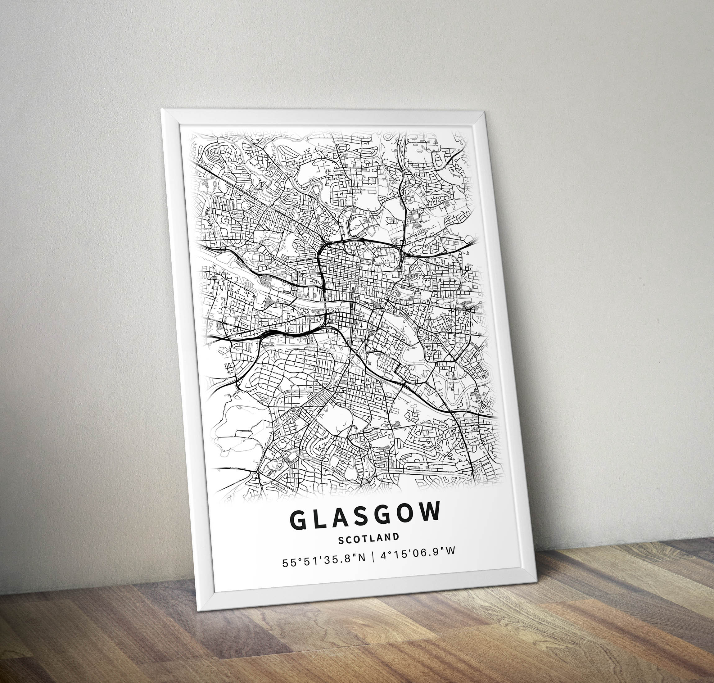 Printable Map of Glasgow Scotland United Kingdom UK With | Etsy