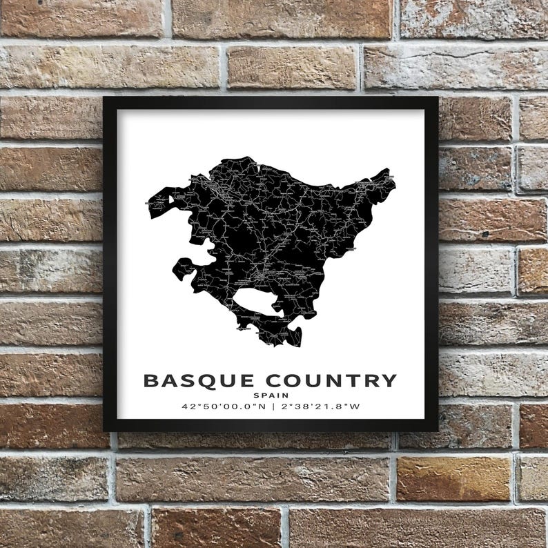 Printable Map of Basque Country With City Names and Roads - Instant ...
