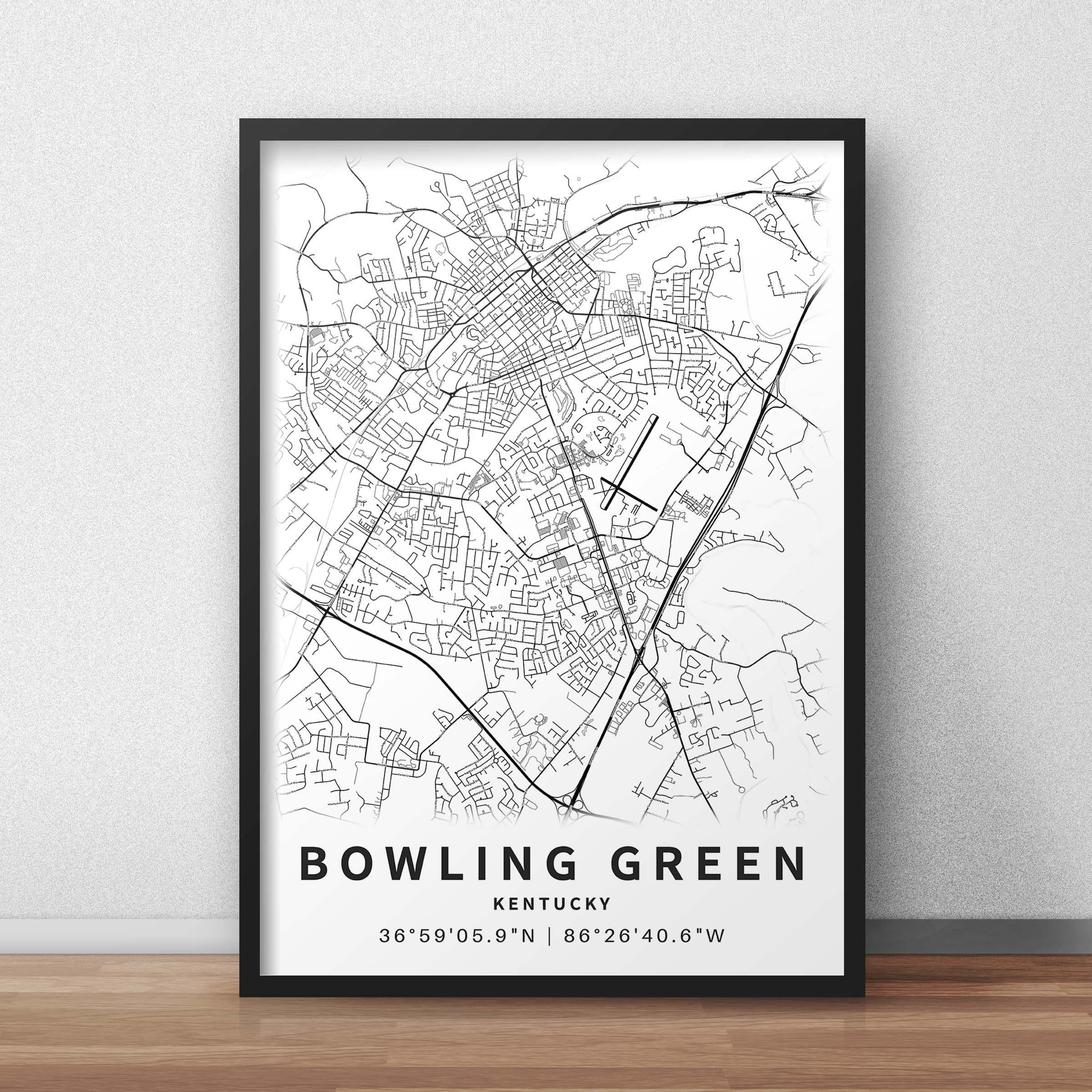 Printable Map of Bowling Green Kentucky United States With Etsy