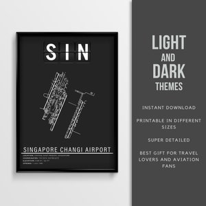 SIN Singapore Changi Airport Poster - Sofortiger Download \ Airport Map \ Gift Pilot \ Wall Art \ Printable \ Singapore Travel Poster