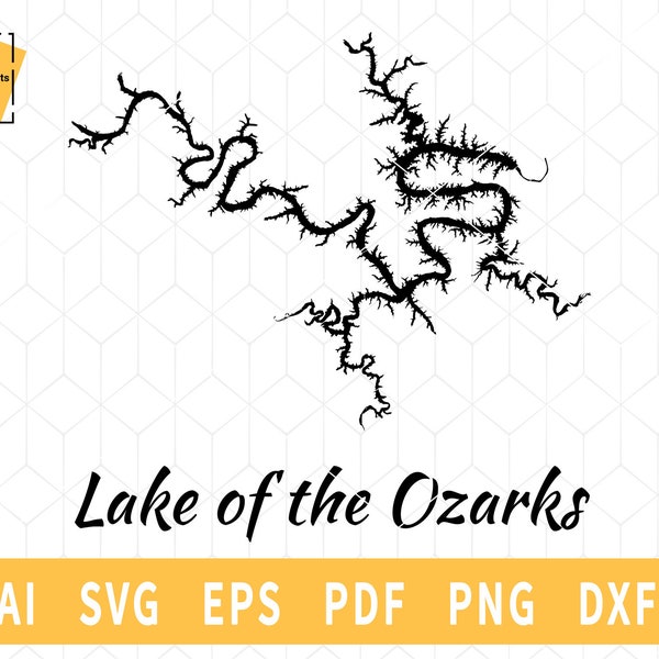 Lake of the Ozarks, Missouri Map Vector File - Instant Download SVG \ DXF \ PNG \ Cutting \ Commercial License Included