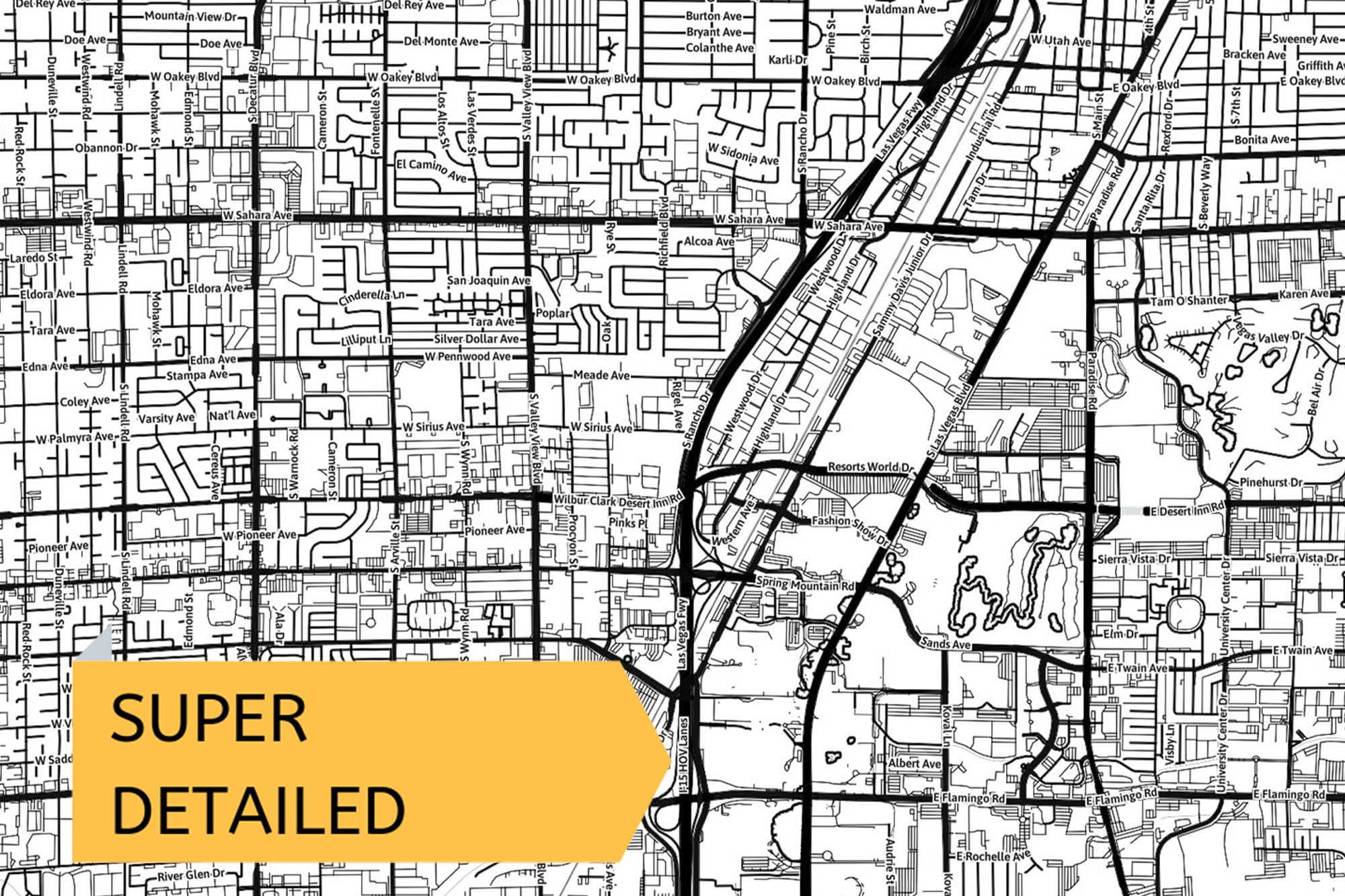 Printable Map of Las Vegas Nevada With Street Names Instant - Etsy