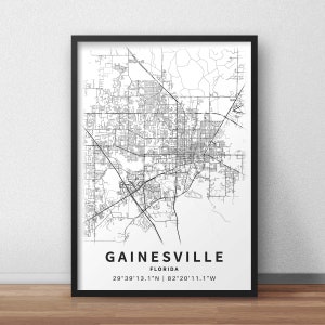 Printable Map of Gainesville, Florida, USA With Street Names Instant ...