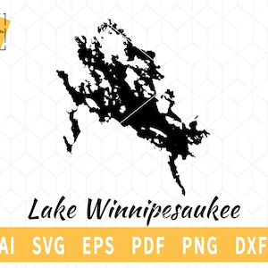 Lake Winnipesaukee Map SVG, New Hampshire Map Vector File - Instant Download \ Cutting \ Lake silhouette \ Kommerzielle Lizenz